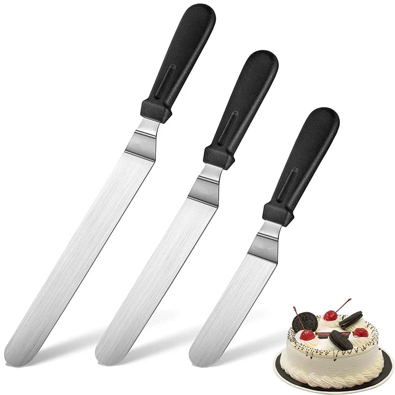 Stainless Steel Cake Offset Spatula with Plastic Handle - Baking & Decorating Tool