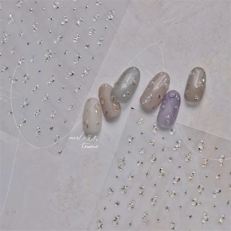 Jelly Nail Stickers Shiny French Ice Crystal Stars Self-Adhesive Nail Art Decals