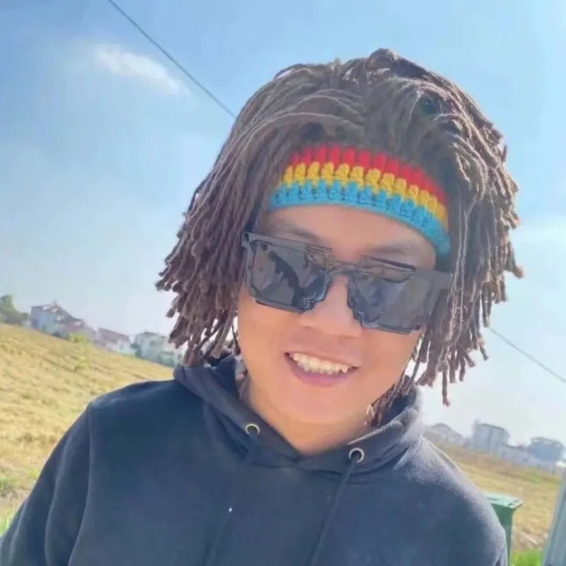 Unisex Synthetic Dreadlock Wig Beanie Cap Handmade Crochet Headwear for Cosplay and Party