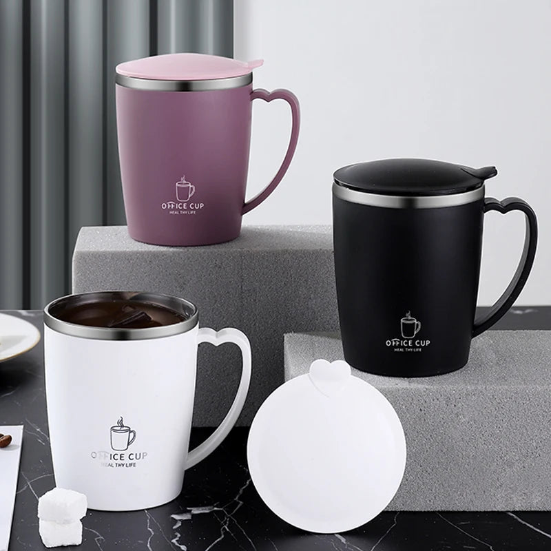 350ml Insulated Stainless Steel Coffee Mug with Handle Leak-Proof Vacuum Flask