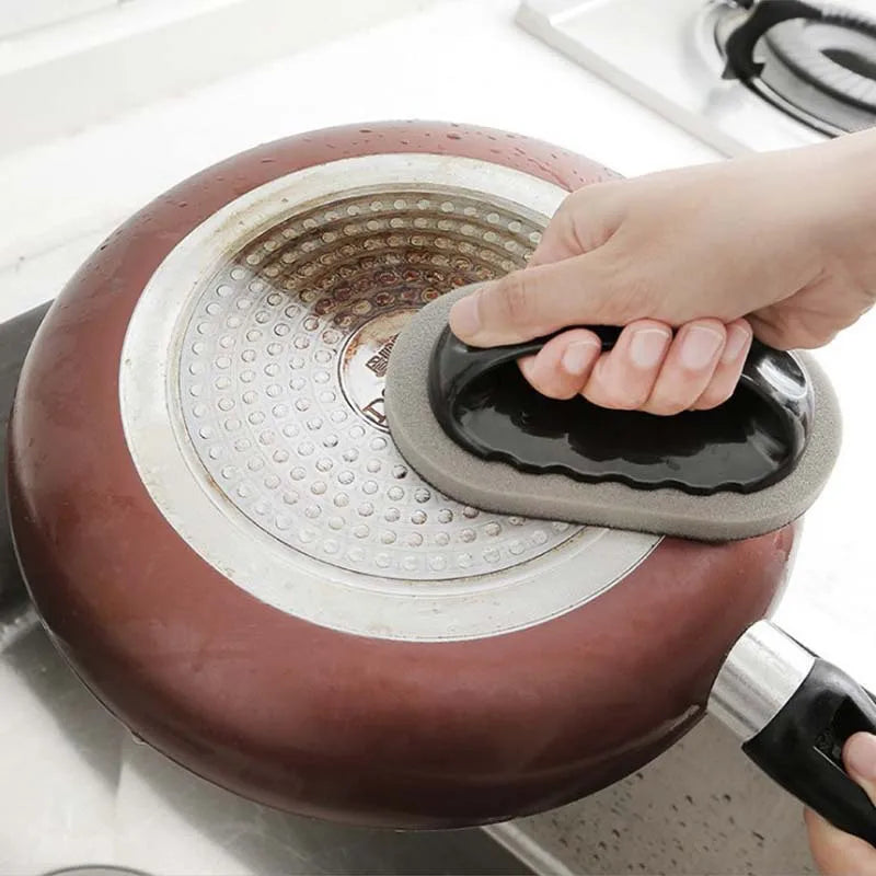 Emery Sponge Kitchen Scrubber with Handle for Pot, Pan, and Surface Cleaning