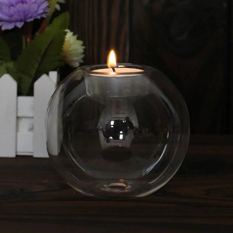 Elegant Round Glass Candle Holders for Weddings, Holidays & Home Decor
