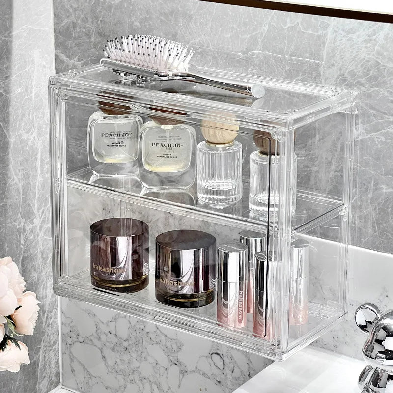 Acrylic Makeup Organizer Dustproof Storage Box with Display Case