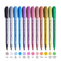 Metallic Paint Markers Set - Silver, Gold, 12 Colors for Black Paper Glass Rock Art