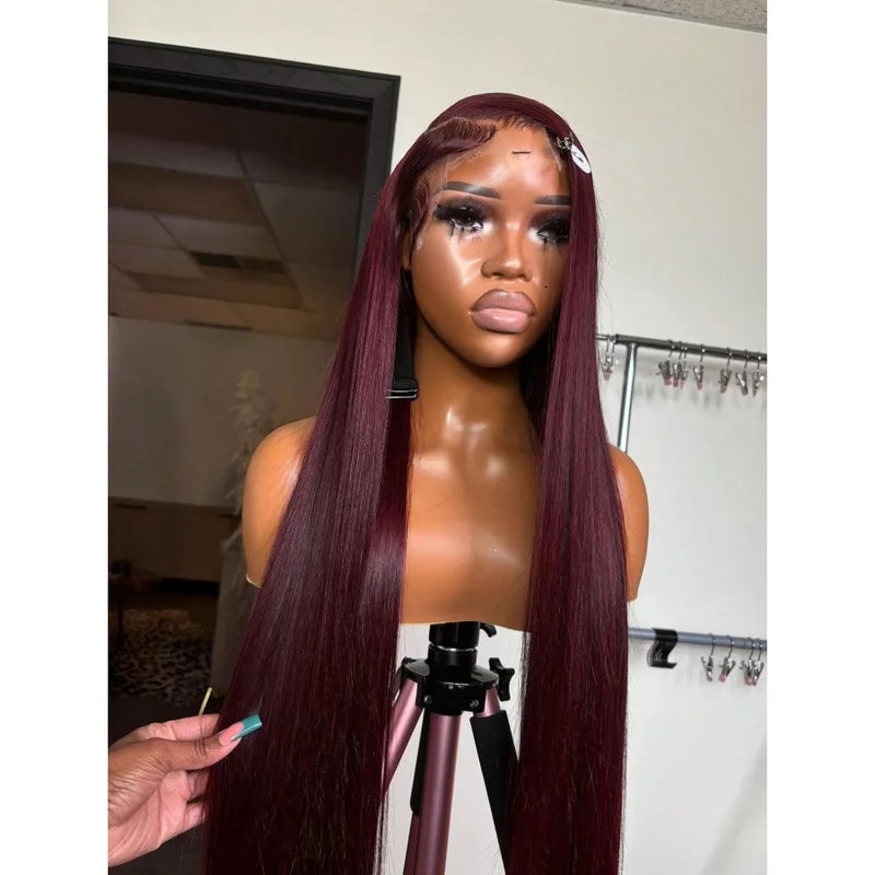 Burgundy Lace Front Wig 13x4 Straight 99J Colored Wigs with Baby Hair