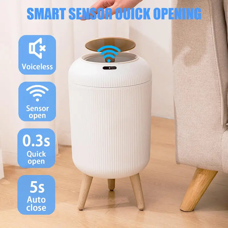 Automatic Motion Sensor Trash Can with Lid - Small Touchless Garbage Bin for Kitchen Bathroom Bedroom Office