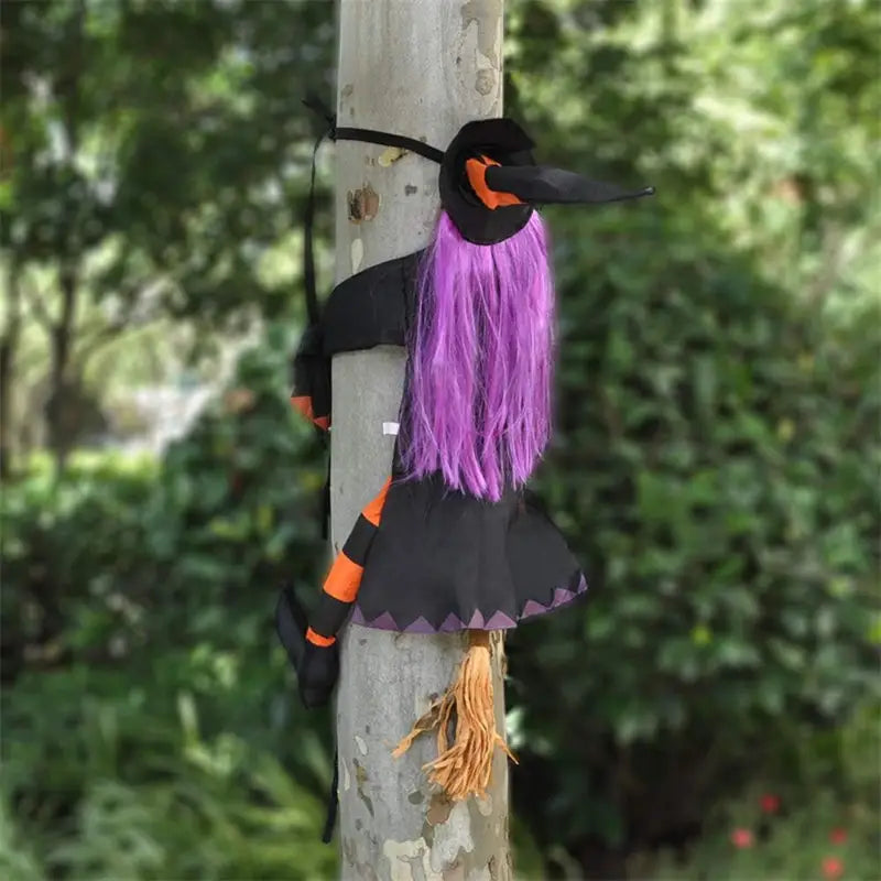 Halloween Crashing Witch Into Tree Yard Decoration - Flying Witch Prop for Lawn & Porch
