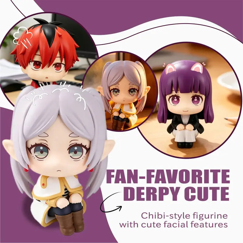 10cm Chibi Frieren PVC Collectible Figures - Cute Doll Model Toys for Decor & Gifts