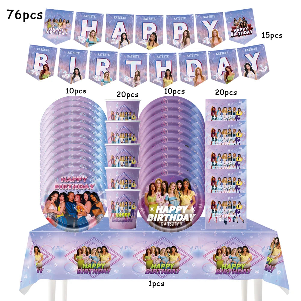Anime Movie K-KATSEYE Birthday Party Decoration Set - Tableware & Balloons