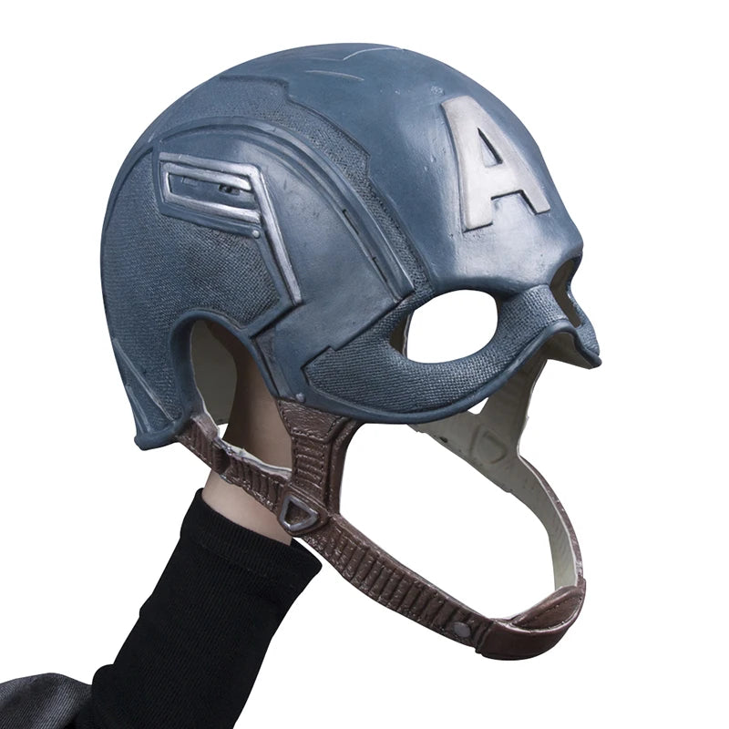 Latex Captain America Helmet Mask Cosplay Costume Prop for Halloween & Parties