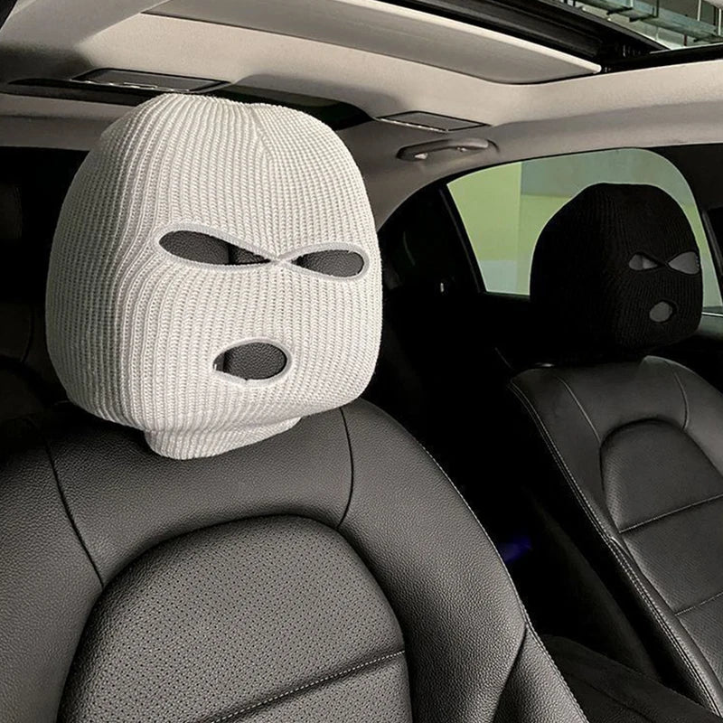 Universal Car Seat Headrest Cover Halloween Funny Masked Design - Multiple Colors