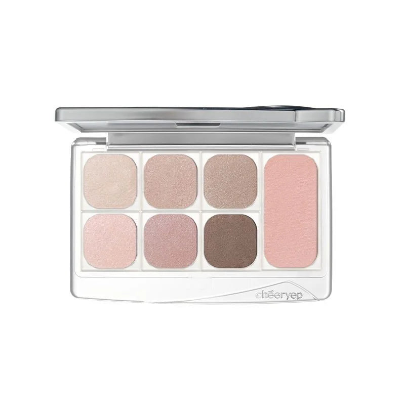 Colorful Facial Palette with Highlighter and Blush - Matte & Shimmer Makeup for Women