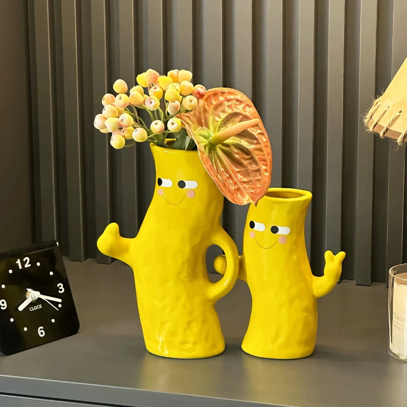 Ceramic Vase with Niche Design for Flower Arrangements - Home Decor Accent