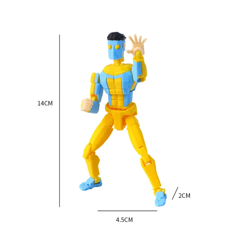 Multi-Jointed Invincible Boy Action Figure 13cm Collectible Model Toy - Light Blue Stripe