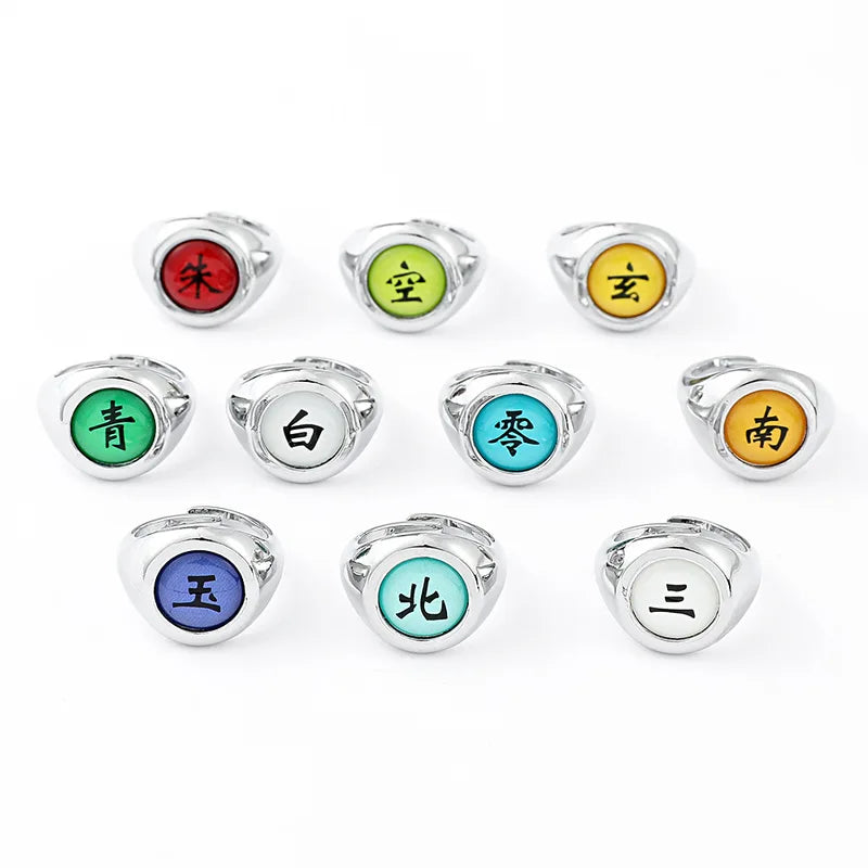 10PCS Anime Akatsuki Itachi Metal Rings Cosplay Accessory Action Figures Gift