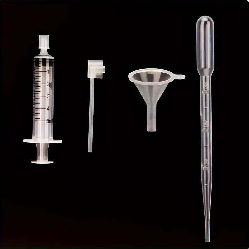 Perfume Sample Set with Plastic Funnel, Pipette, Dropper & Syringe - Travel DIY Cosmetics Kit