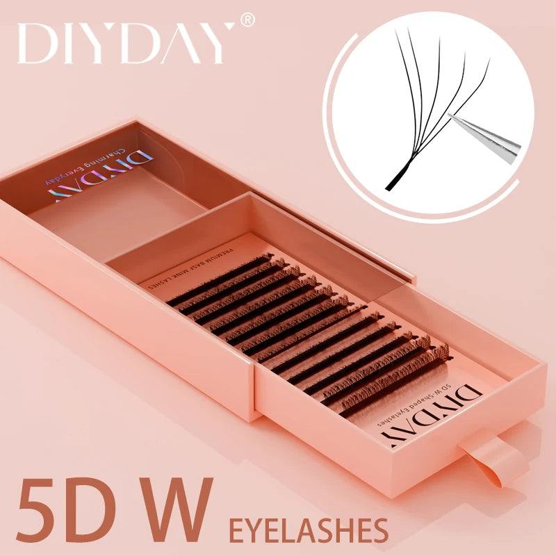 DIYDAY 5D W Shape Eyelash Extensions Premade Fans Natural Soft Lashes