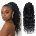 Deep Wave Drawstring Ponytail Extensions 100% Human Hair Natural Black