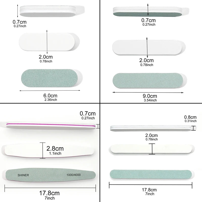 Double-Sided Nail Buffing Blocks Set - Polishing and Sanding Sponges for Manicure Pedicure
