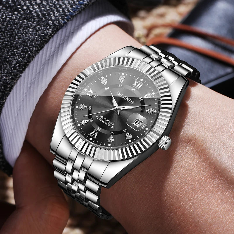Men's Business Quartz Watch with Stainless Steel Strap - Multiple Colors