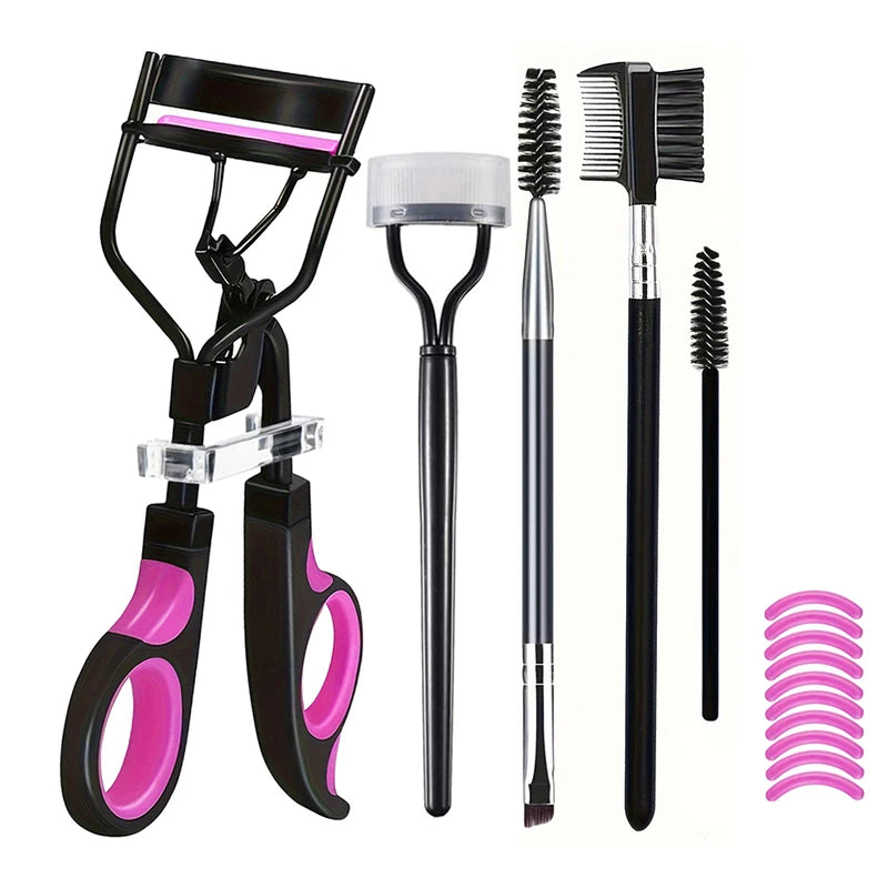 Eyelash Curler Set with Replacement Pads and Tweezers - Multiple Colors