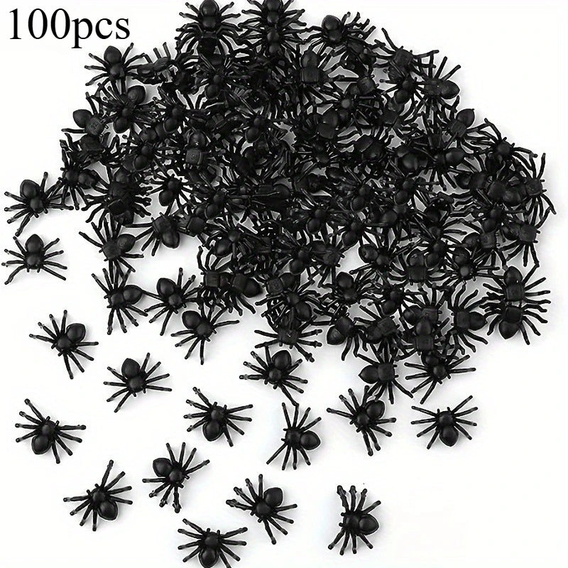 Realistic Spider Halloween Christmas Decoration Set - Mini Black Scary Prank Haunted House Props