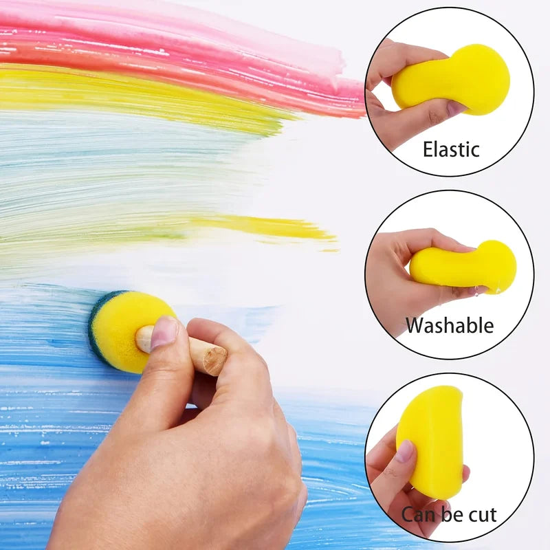 28 Pieces Round Foam Sponge Brushes for Watercolor Painting Crafts Face Art
