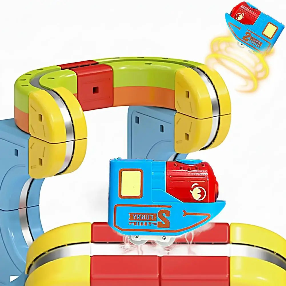 Magnetic Electric Train Toy Set for Toddlers - Battery Operated Locomotive & Building Blocks