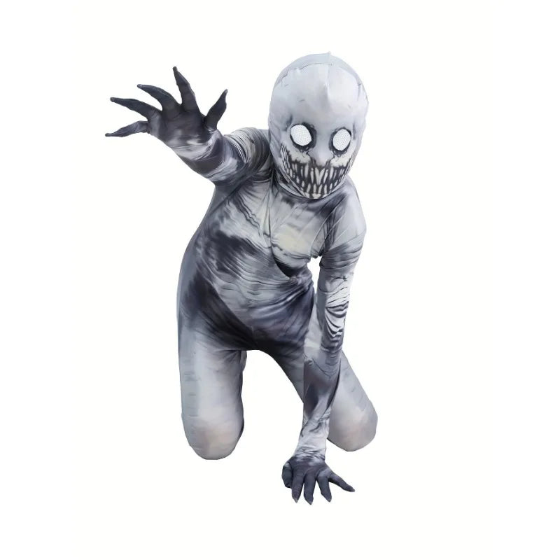 Kids Halloween Grim Reaper Skeleton Costume Role Play Mask & Jumpsuit Set