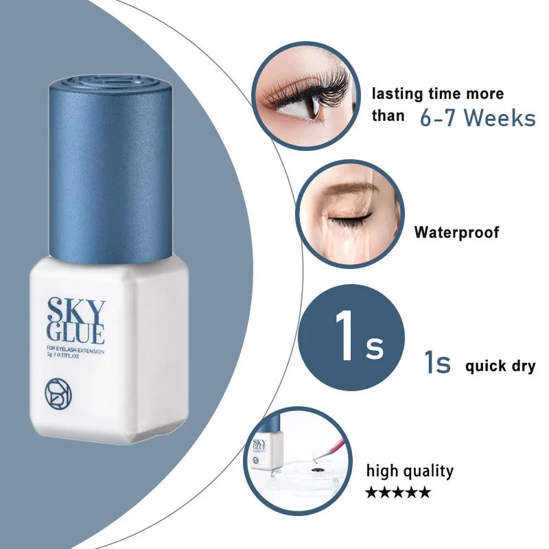 Korean Eyelash Extension Glue 5ml - Black, Red, Blue Cap Professional Adhesive