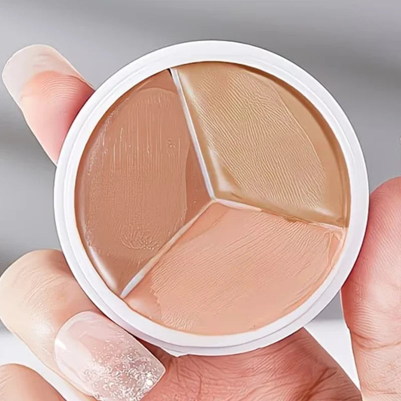 3-Color Waterproof Concealer Palette - Long-Lasting Acne & Dark Circles Cover