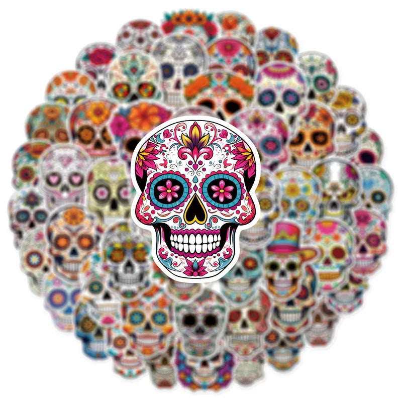 Skull Face Graffiti Stickers Pack for Travel, Notebooks, Skateboarding, Guitar & Helmet