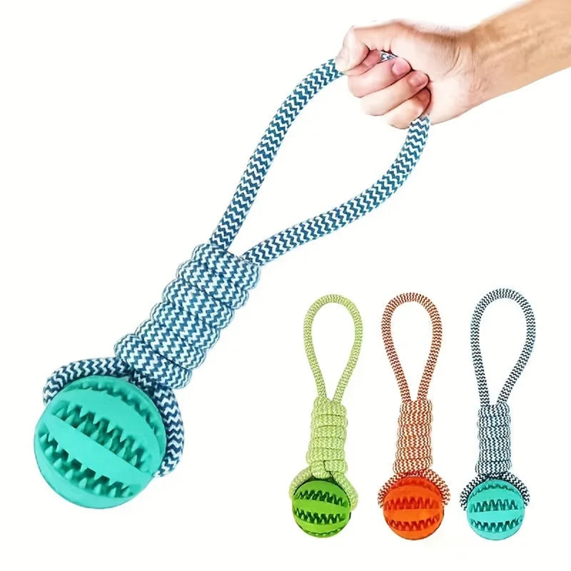 Pet Dog Toy Bite-Resistant Cotton Rope Treat Ball for Teeth Cleaning & Training