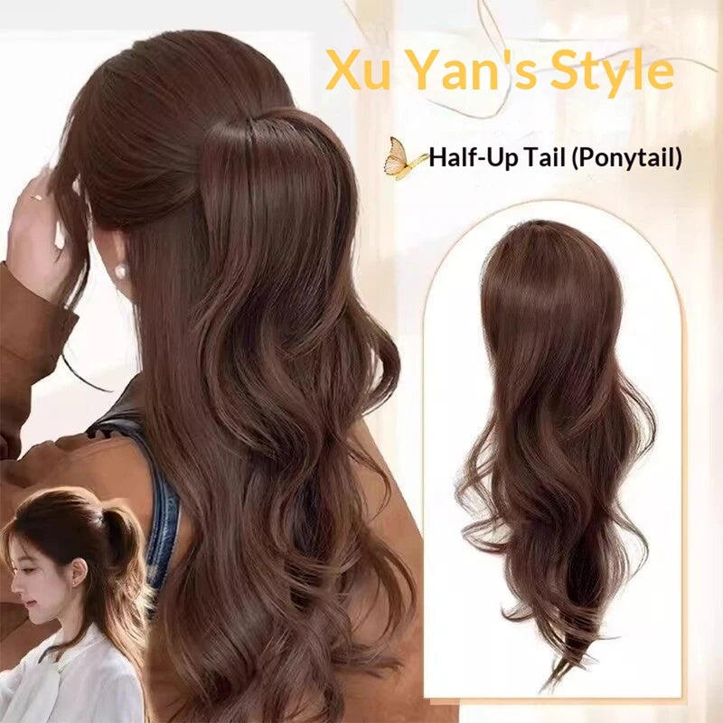 16 Inch Waterfall Half Up Layered Curly Ponytail Synthetic Hair Hair Accessories for Women
