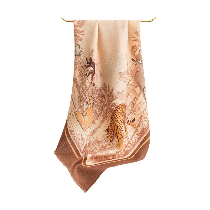 Lightweight French Style Wool Silk Scarf - Spring & Summer Air Conditioning Shawl