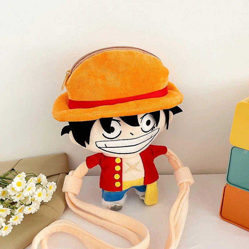 Anime Plush Crossbody Bag Luffy One Piece Cartoon Shoulder Bag for Fans
