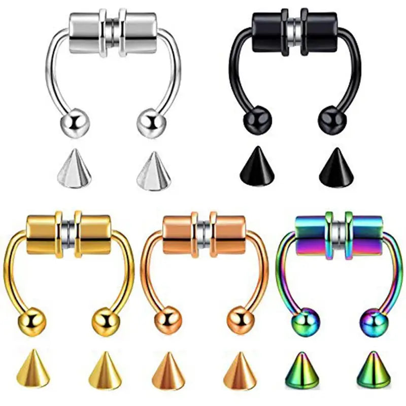 Magnetic Fake Nose Piercing Jewelry Hoop Septum Lip Body Faux Piercing