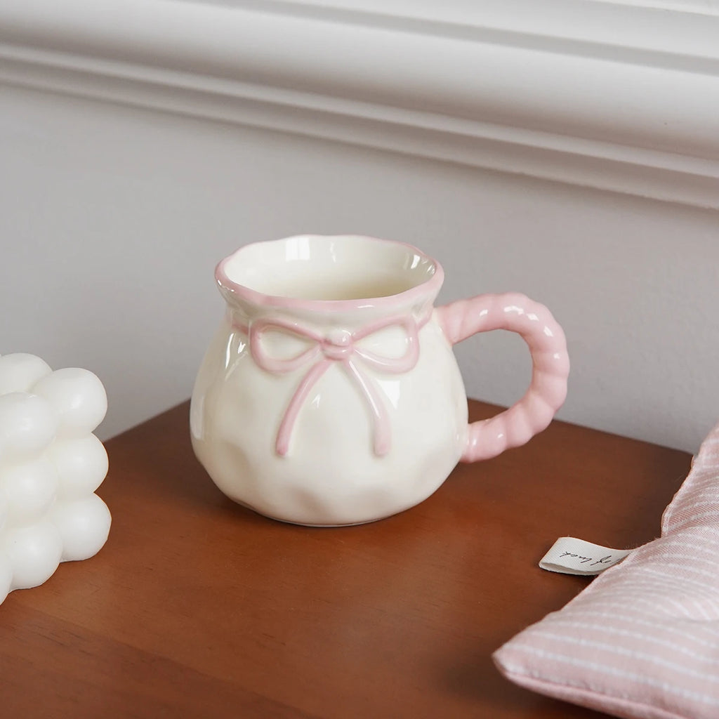 Ceramic Coffee Cup with Bowknot Handle, Small Capacity Tea & Espresso Mug