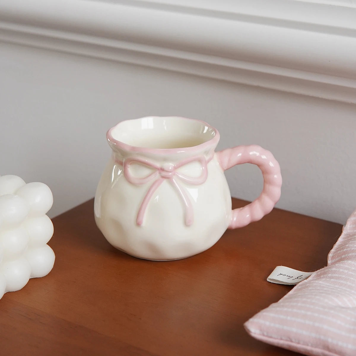 Ceramic Coffee Cup with Bowknot Handle, Small Capacity Tea & Espresso Mug