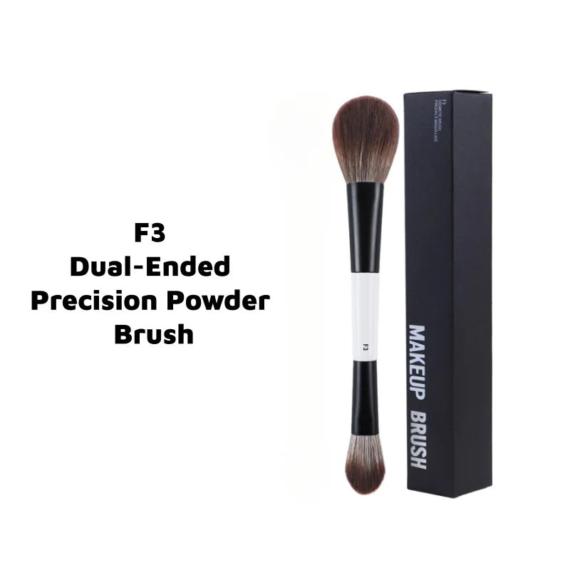 Dual-Ended Face Makeup Brush Set - Foundation, Blush, Powder & Contour Tools
