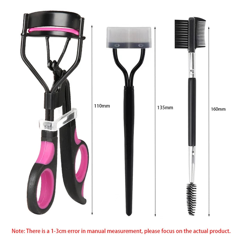 Eyelash Curler Set with Replacement Pads and Tweezers - Multiple Colors