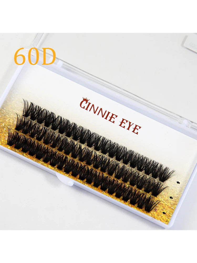 100 Bundles Cluster Eyelash Kit with Faux Mink Fans - Natural, DIY Ready Made Lashes