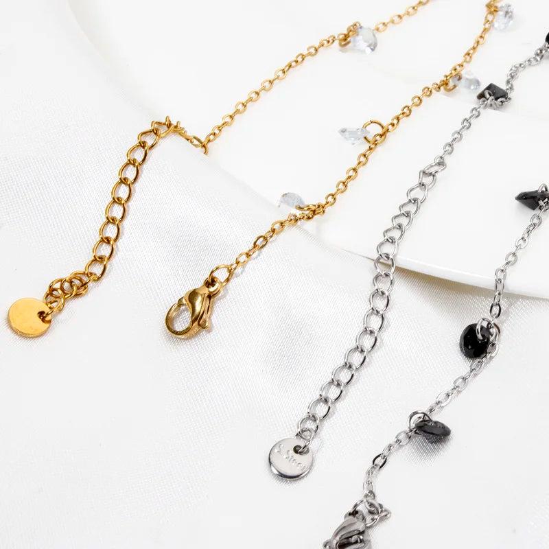 Multicolor Rhinestone Link Chain Anklet for Women - 22cm Fashion Jewelry Gift