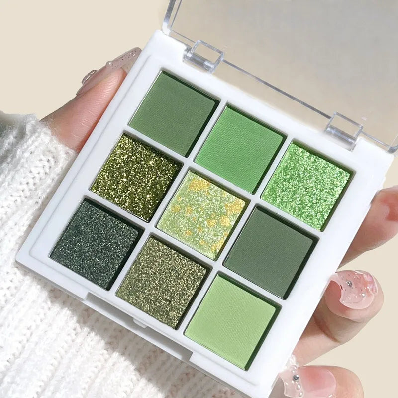 9-Color Glitter Eyeshadow Palette Waterproof Shimmer & Matte Eye Makeup