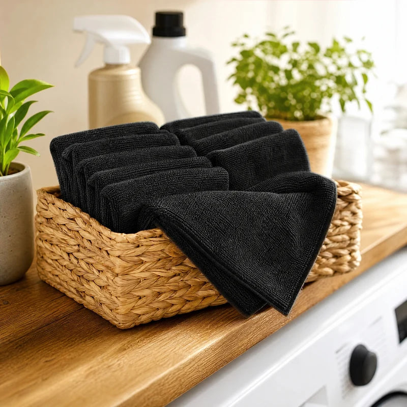 Heavy Duty Microfiber Cleaning Towels 10-Pack - Ultra Soft & Absorbent, Dry & Wet Use