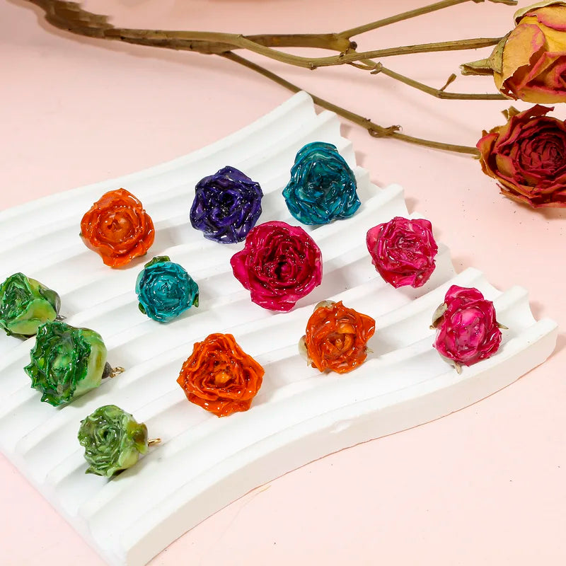 Handmade Resin Flower Charms for Jewelry Making - Multicolor 20x16mm