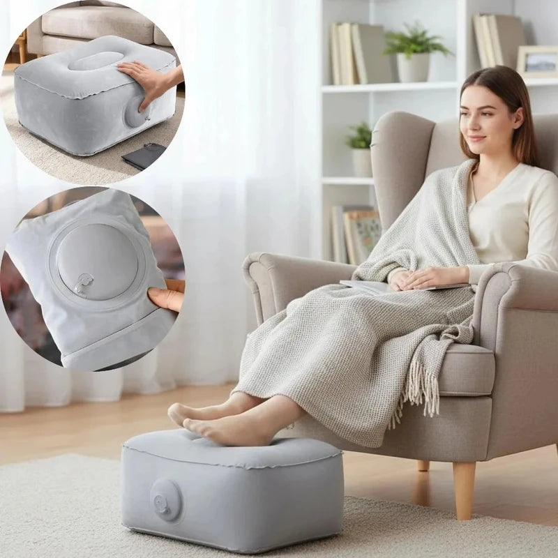 Inflatable Footrest Pillow for Travel Office Home Support PVC Air Cushion
