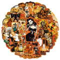 50PCS Halloween Decorative Water Bottle Stickers Waterproof Pumpkin Monster Graffiti