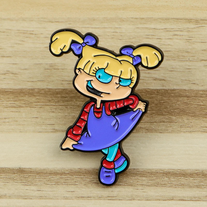 4pcs Cartoon Character Enamel Lapel Pins for Backpack & Clothing - Kids & Women Jewelry Gifts