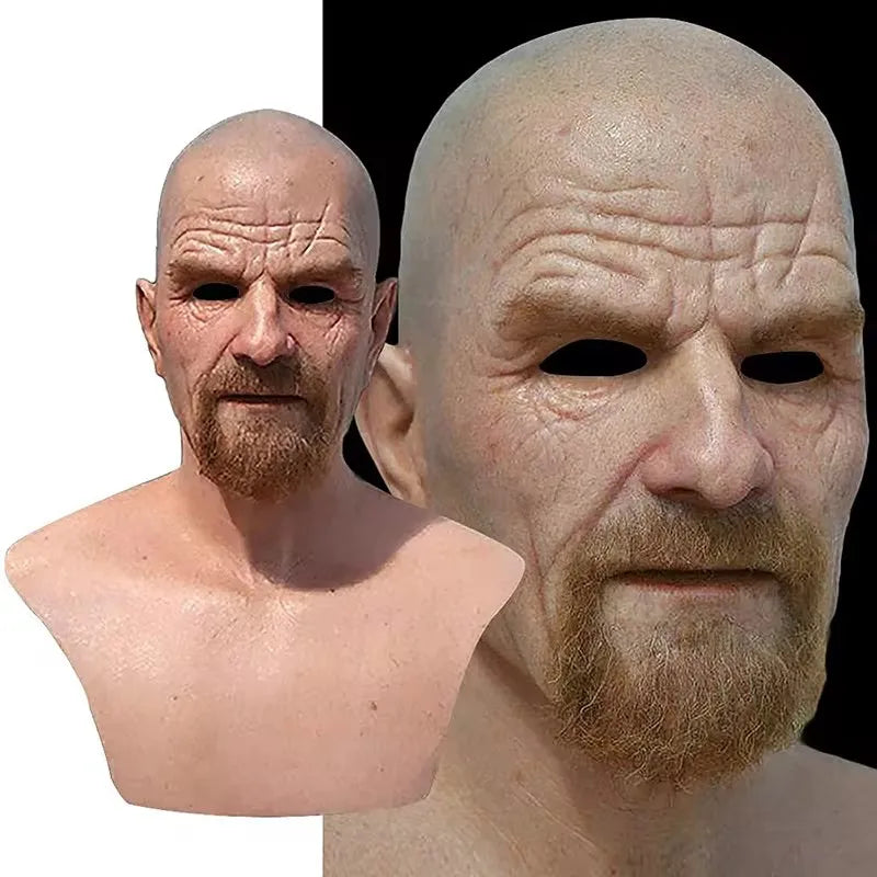 Old Man Mask Halloween Cosplay Prop Realistic Latex Headgear - Unisex